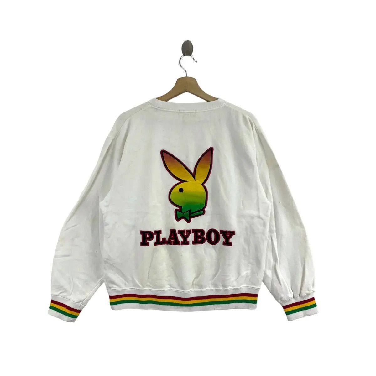 Playboy Vtg PLAYBOY MAGAZINE Rabbit Bunny Reggae Ringer Sweatshirt Size M / US 6-8 / IT 42-44 - 1 Thumbnail