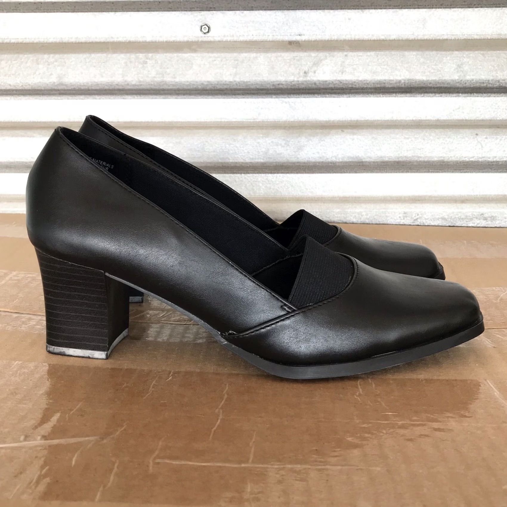 Vintage Airstep Women Black Treasure Faux Leather Slip-On Comfort Heels Pumps 9 Size US 9 / IT 39 - 2 Thumbnail