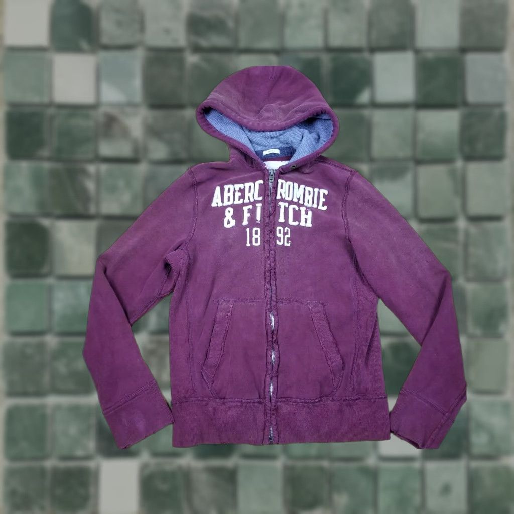 Abercrombie & Fitch Abercrombie & Fitch MUSCLE Y2K Full Zip Up Burgandy Hoodie Jacket Large L Shirt Hooded Mens Size US L / EU 52-54 / 3 - 1 Thumbnail