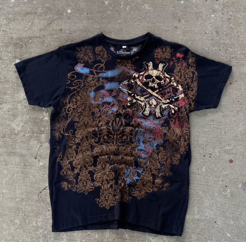 Japanese Brand Gothic Punk T Shirt 90s Vintage Big Graphic Size US M / EU 48-50 / 2 - 1 Thumbnail