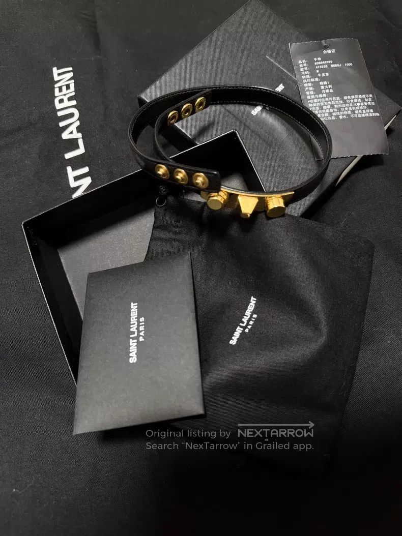 Saint Laurent Paris Saint Laurent Paris Single Row Leather Bracelet i Size ONE SIZE - 1 Thumbnail