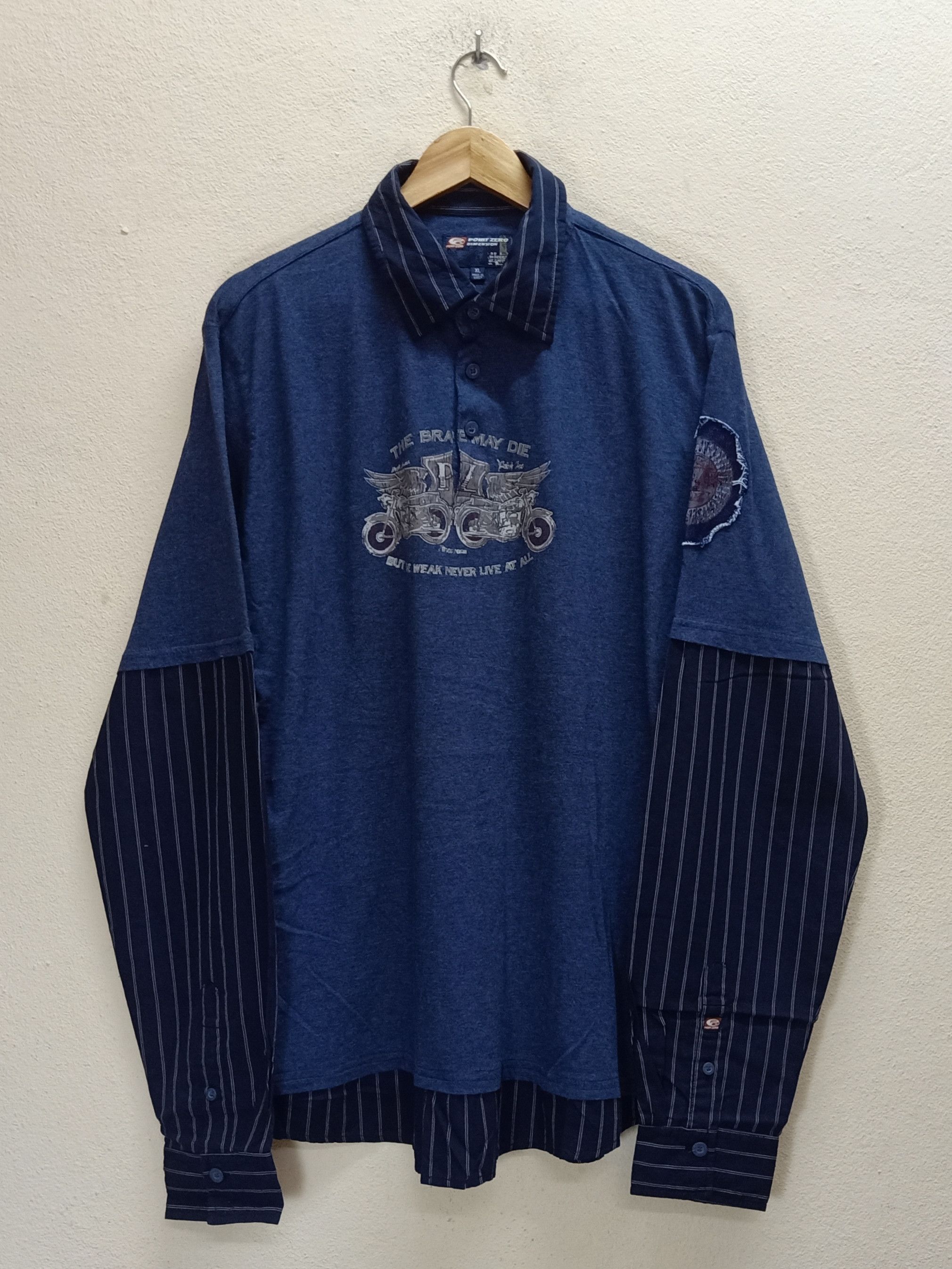 Point Zero POINT ZERO Y2K Millennium Styles Big Graphics Navy Shirt Size US XL / EU 56 / 4 - 1 Thumbnail