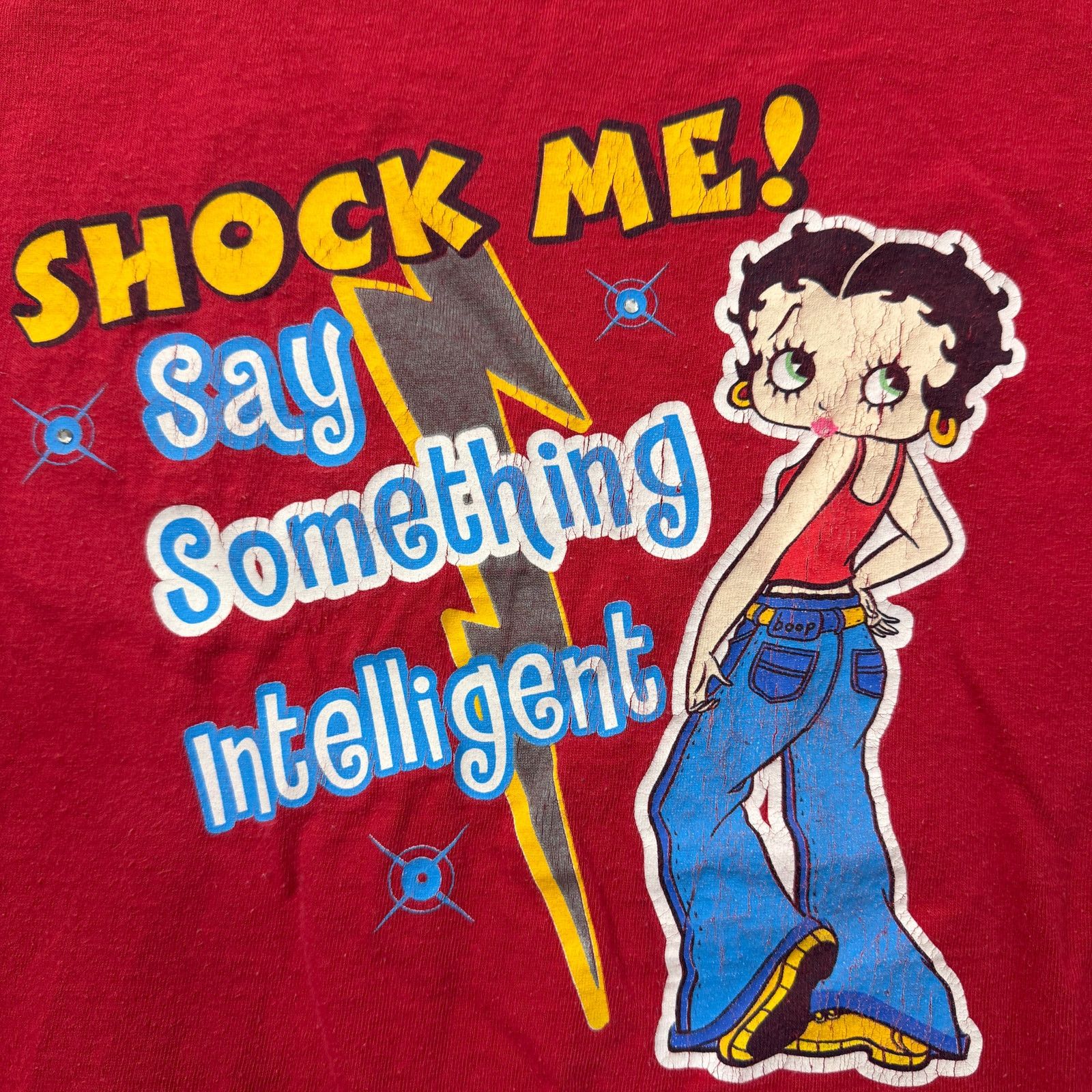 Vintage Vintage Betty Boop Shock Me Shirt Size Large Red 2005 Size US L / EU 52-54 / 3 - 3 Thumbnail