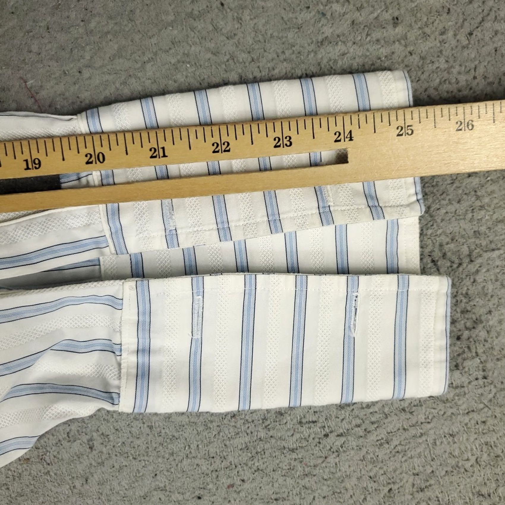 Faconnable Faconnable Dress Shirt Mens Size 17 White Blue Striped Button Up French Cuff Size 46R - 6 Thumbnail