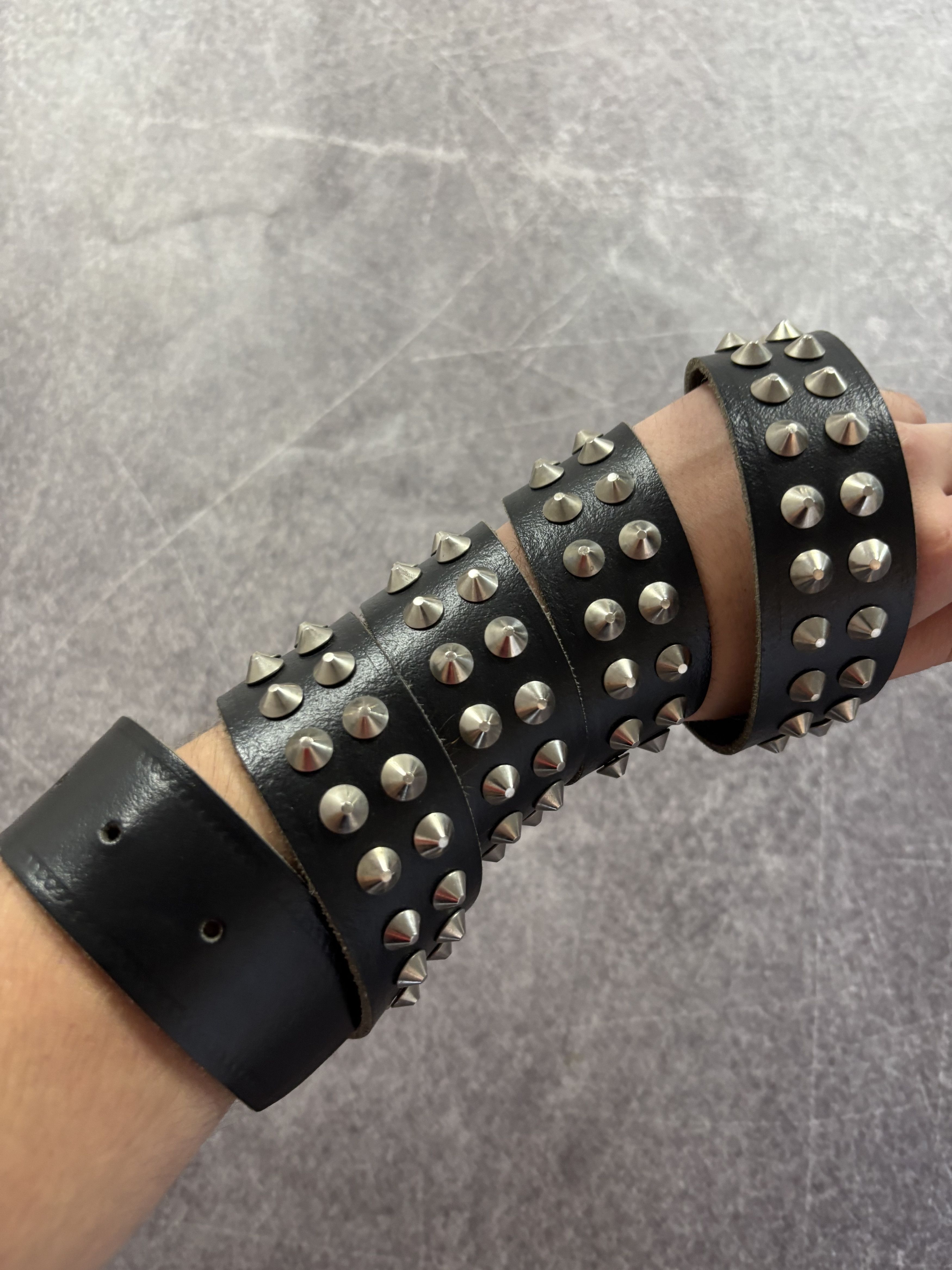 B.B. Simon VTG CHROME HEARTS DIESEL STYLE HEAVY LEATHER METAL BELT Size ONE SIZE - 8 Thumbnail