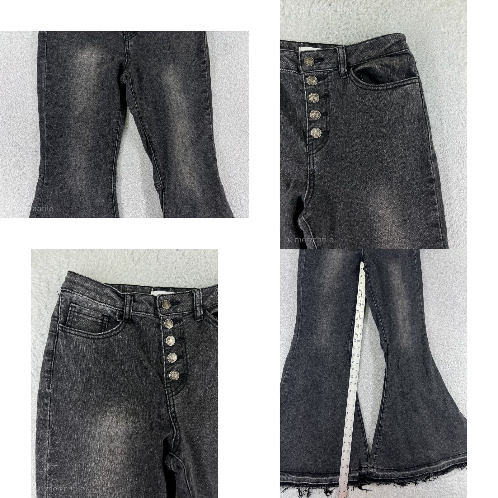 Forever 21 Forever 21 Jeans Women 27 Black Denim Flared 5-Pocket Stretch Cotton Button Fly Size 27" / US 4 / IT 40 - 8 Thumbnail