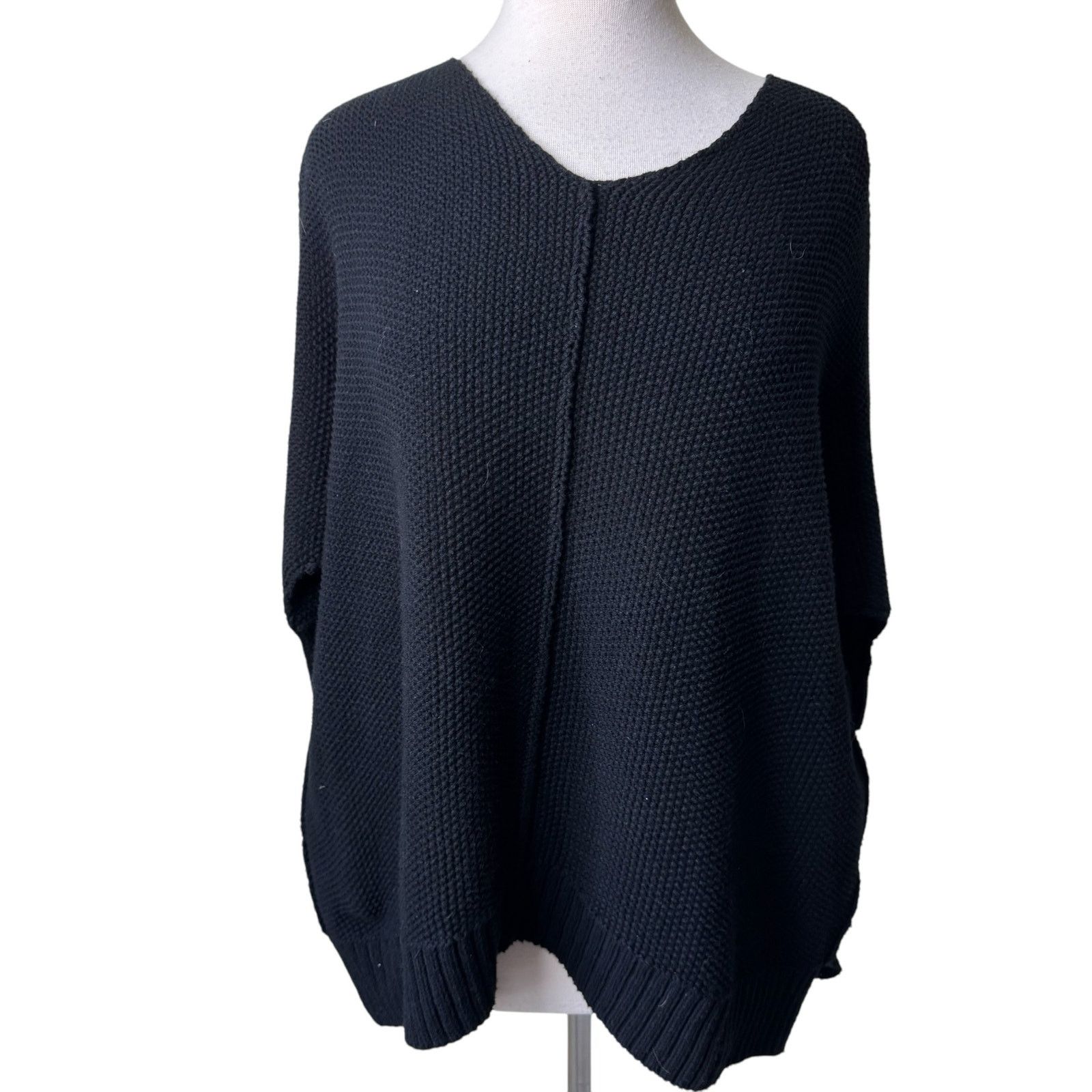Other PLANET BY LAUREN G V Neck Chunky Knit Sweater Black Size ONE SIZE - 7 Thumbnail
