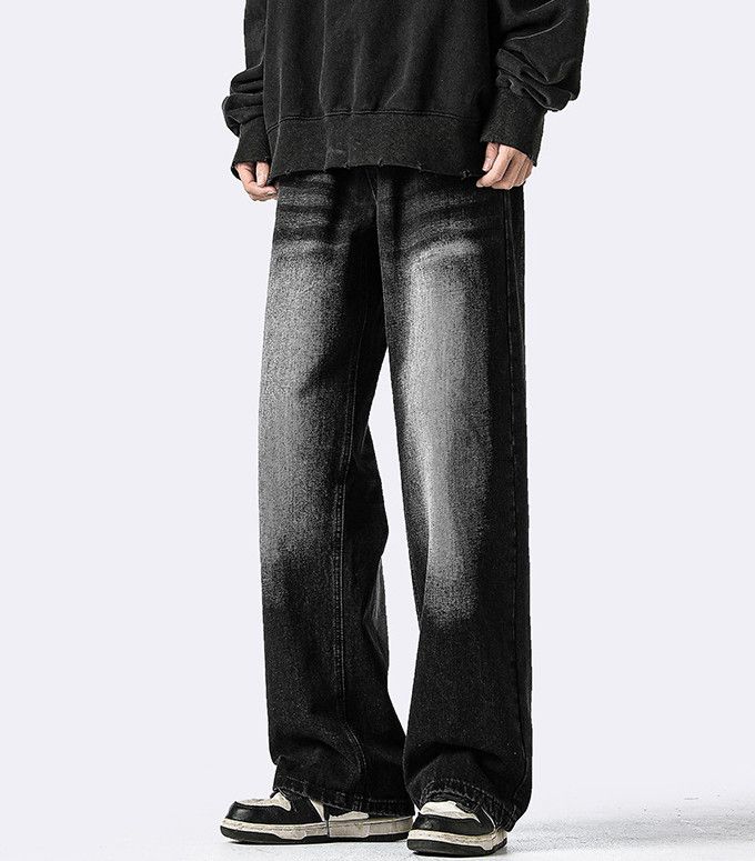 Japanese Brand Men's retro distressed washed loose straight casual jeans Size US 32 / EU 48 - 2 Thumbnail