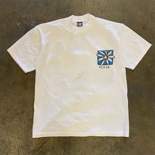 VIBE White casual street fashion floral print t-shirt Size US M / EU 48-50 / 2 - 4 Thumbnail