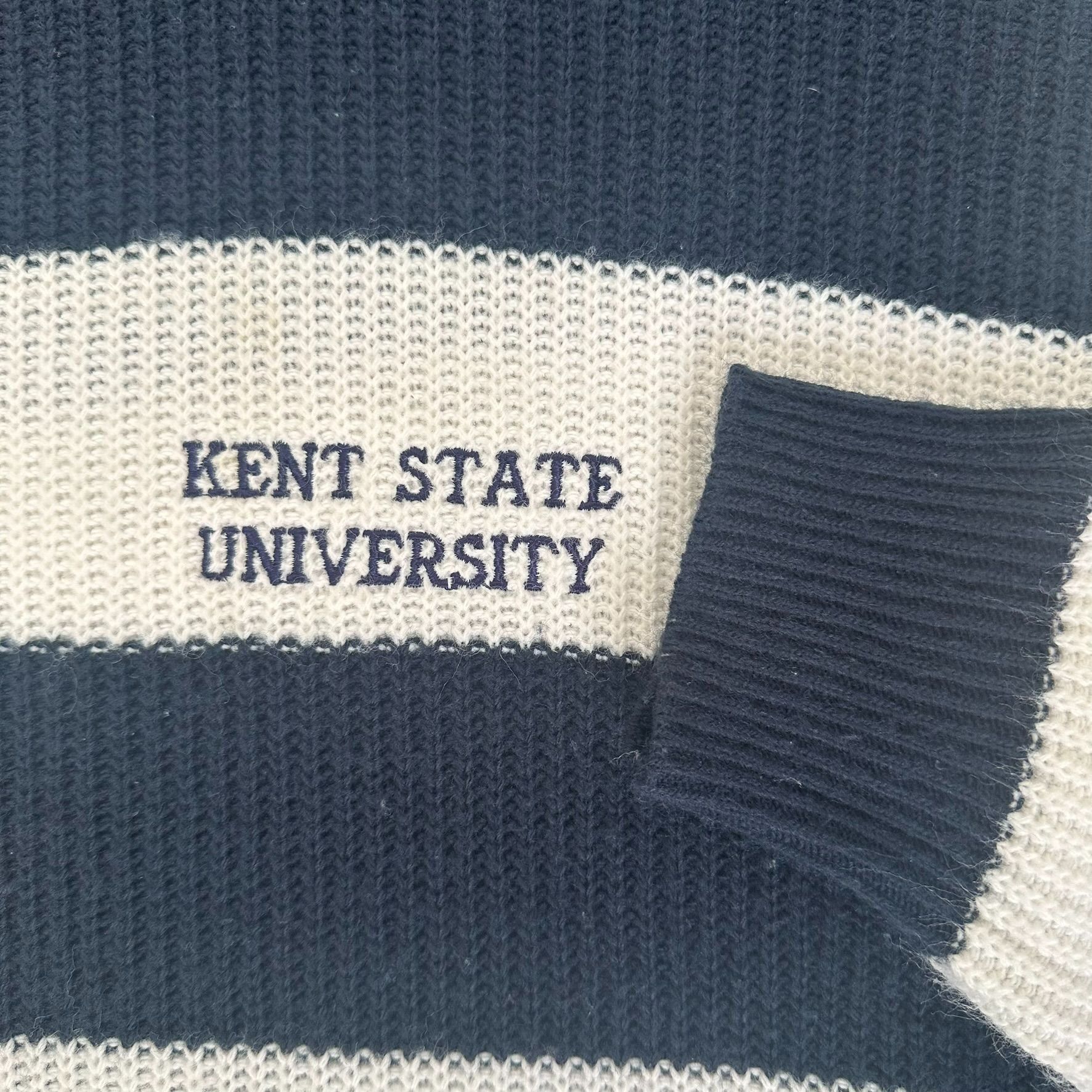 Vintage Vintage 80s Kent State University Crewneck Sweater Striped N Size US M / EU 48-50 / 2 - 2 Thumbnail