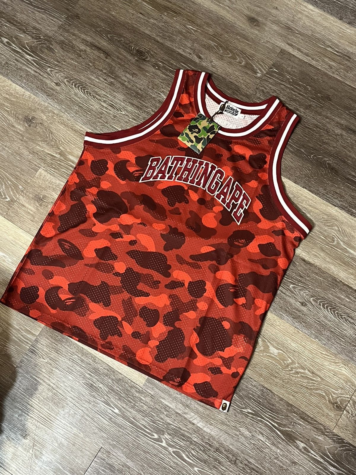 Bape A Bathing Ape Red ABC Camo Jersey New With Tags Size US L / EU 52-54 / 3 - 1 Thumbnail