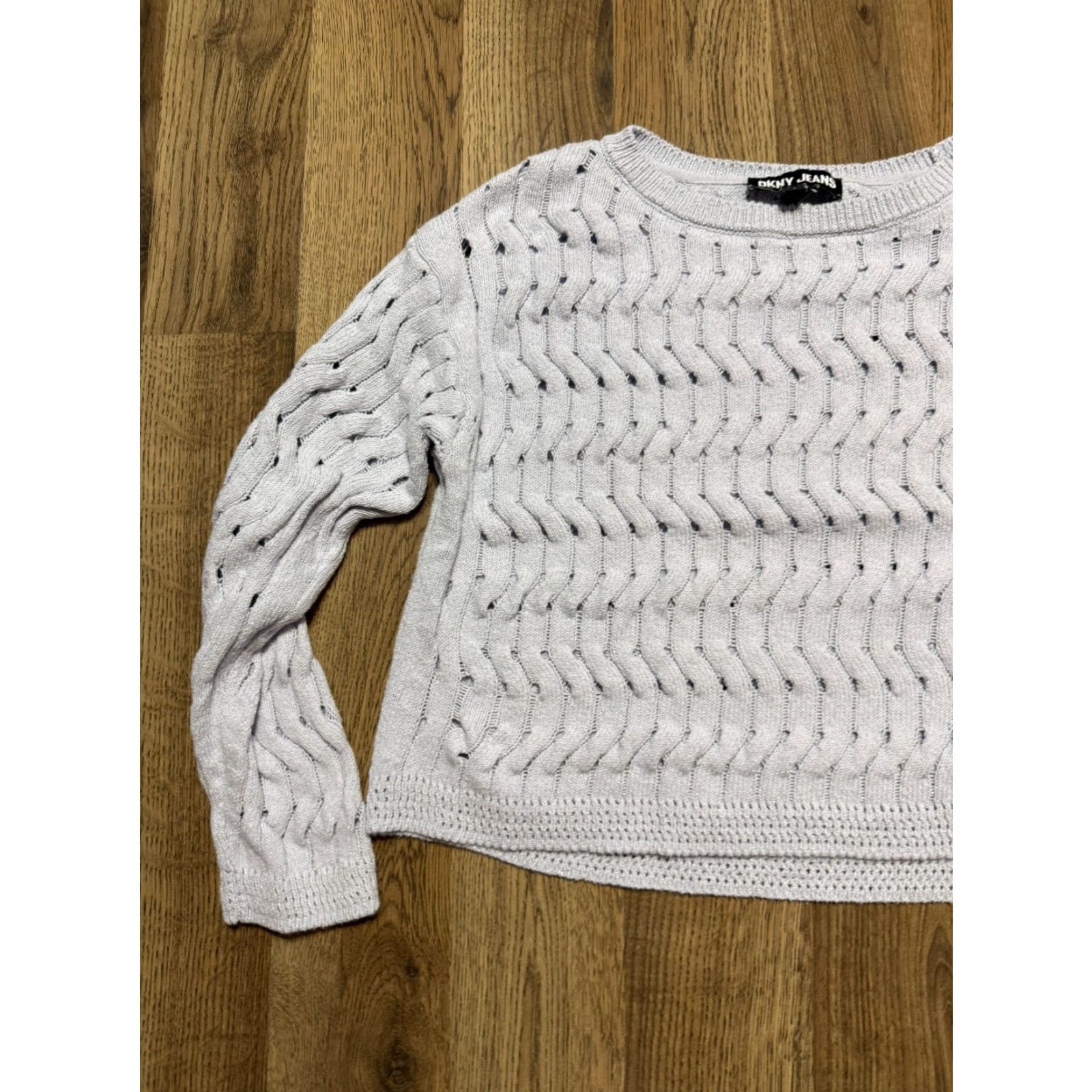DKNY DKNY Jeans Sweater Women's Small Blue Silver Sparkle Pullover Knit Pullover Casual Fall Winter Spring Summer Regular Fit Size S / US 4 / IT 40 - 3 Thumbnail