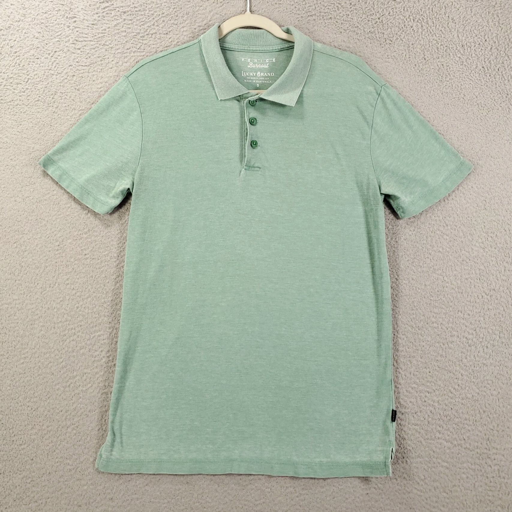 Lucky Brand Lucky Brand Venice Burnout Polo Shirt Mens Small Green Lightweight Super Soft Size US S / EU 44-46 / 1 - 3 Thumbnail