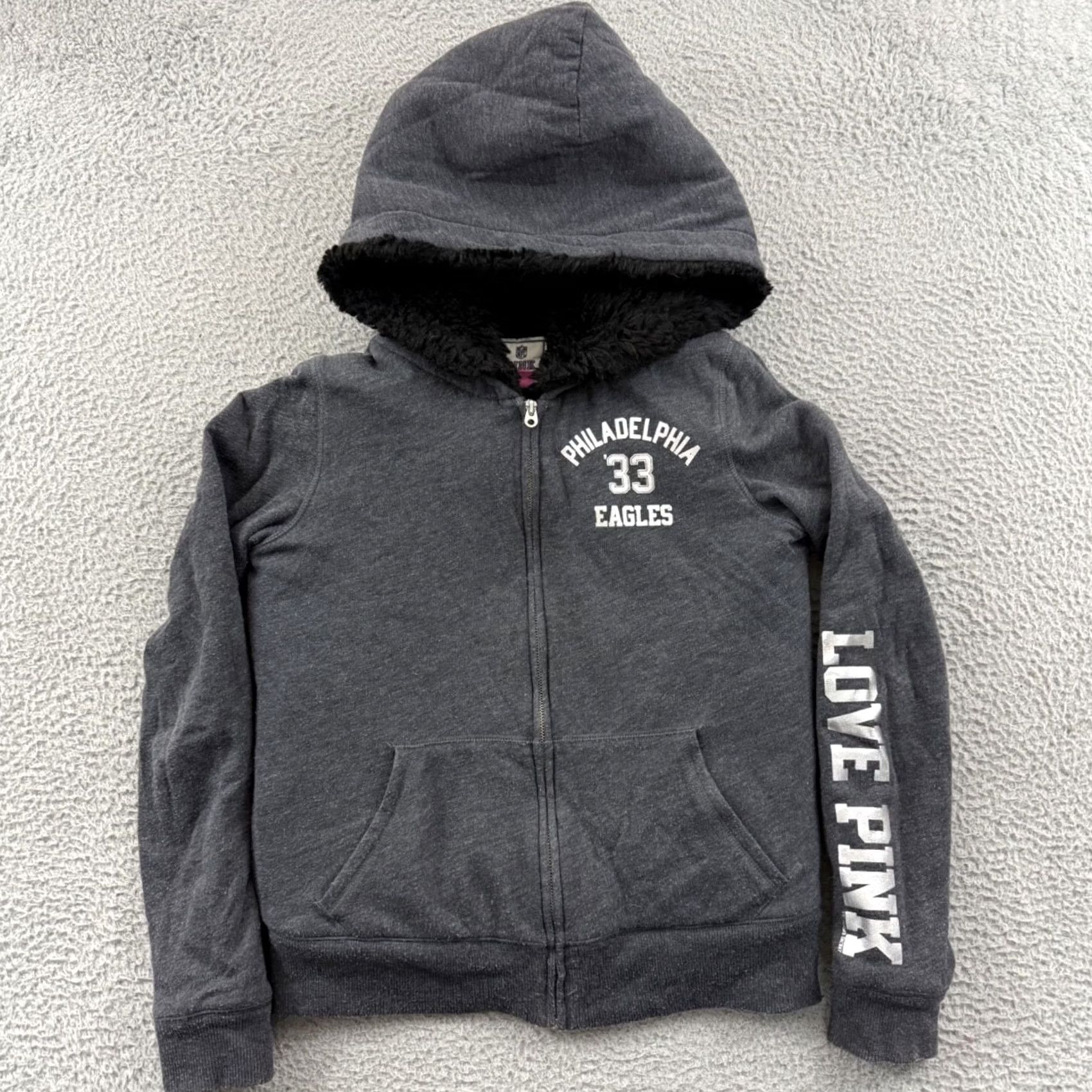 Victoria's Secret VINTAGE Philadelphia Eagles Pink Victoria’s Secret Jacket Womens Small NFL Hooded Sherpa Size S / US 4 / IT 40 - 2 Thumbnail
