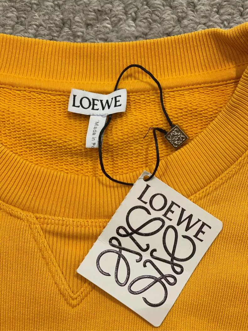 LOEWE Yellow classic Logo embroidered round neck sweater