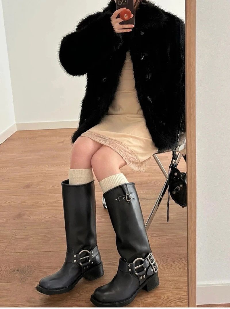 Other Women’s Biker Boots Gothic Medium Heel Motorcycle style Size US 6.5 / IT 36.5 - 4 Thumbnail