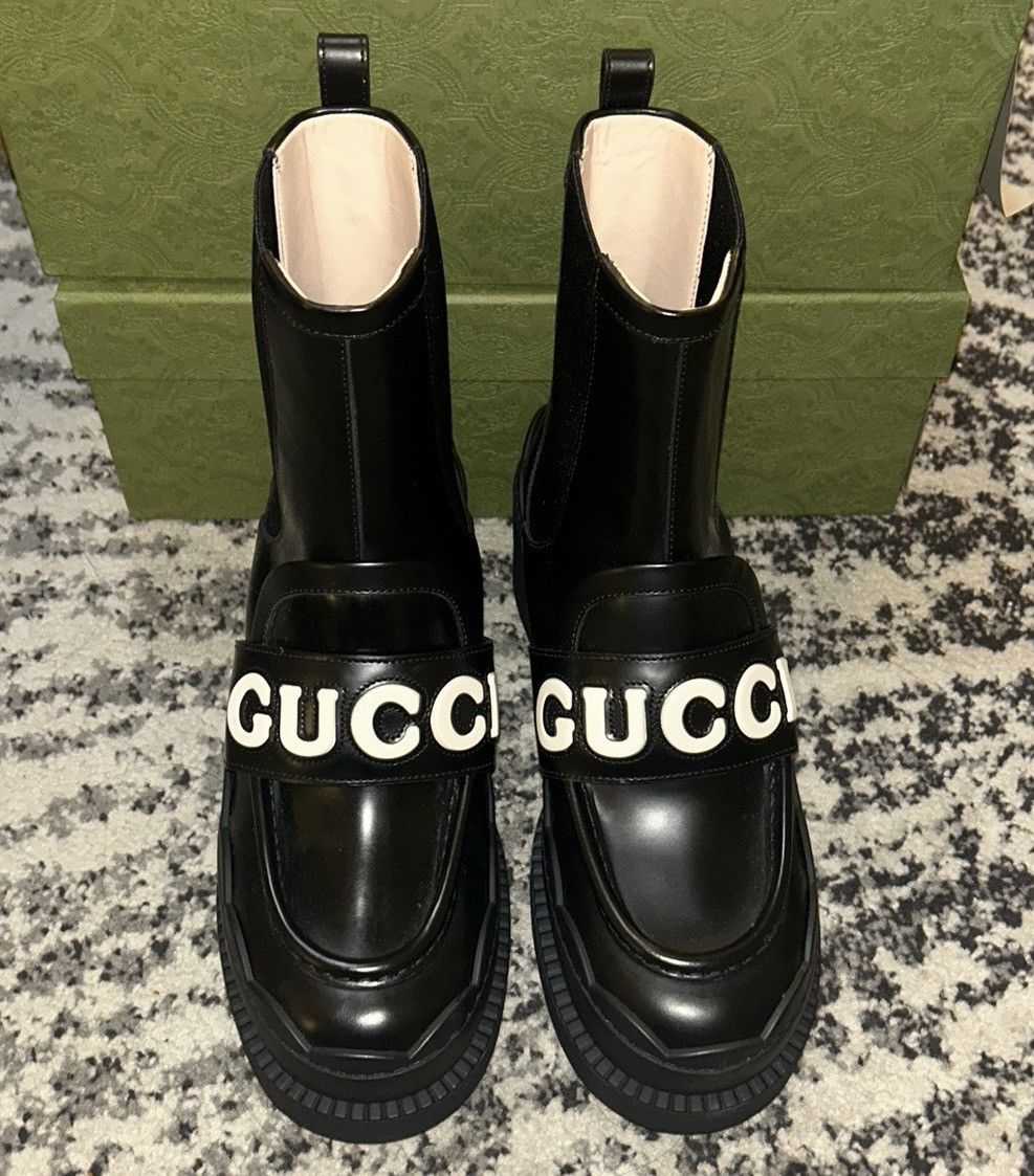Gucci Gucci 60mm Logo Lettering Leather Boots Size US 10 / IT 40 - 3 Thumbnail