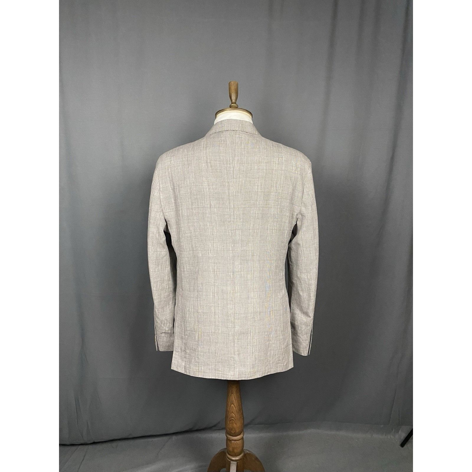 Hackett NWT GREAT Hackett Saville Row Gray Checked Linen Double Brea Size 48R - 7 Thumbnail