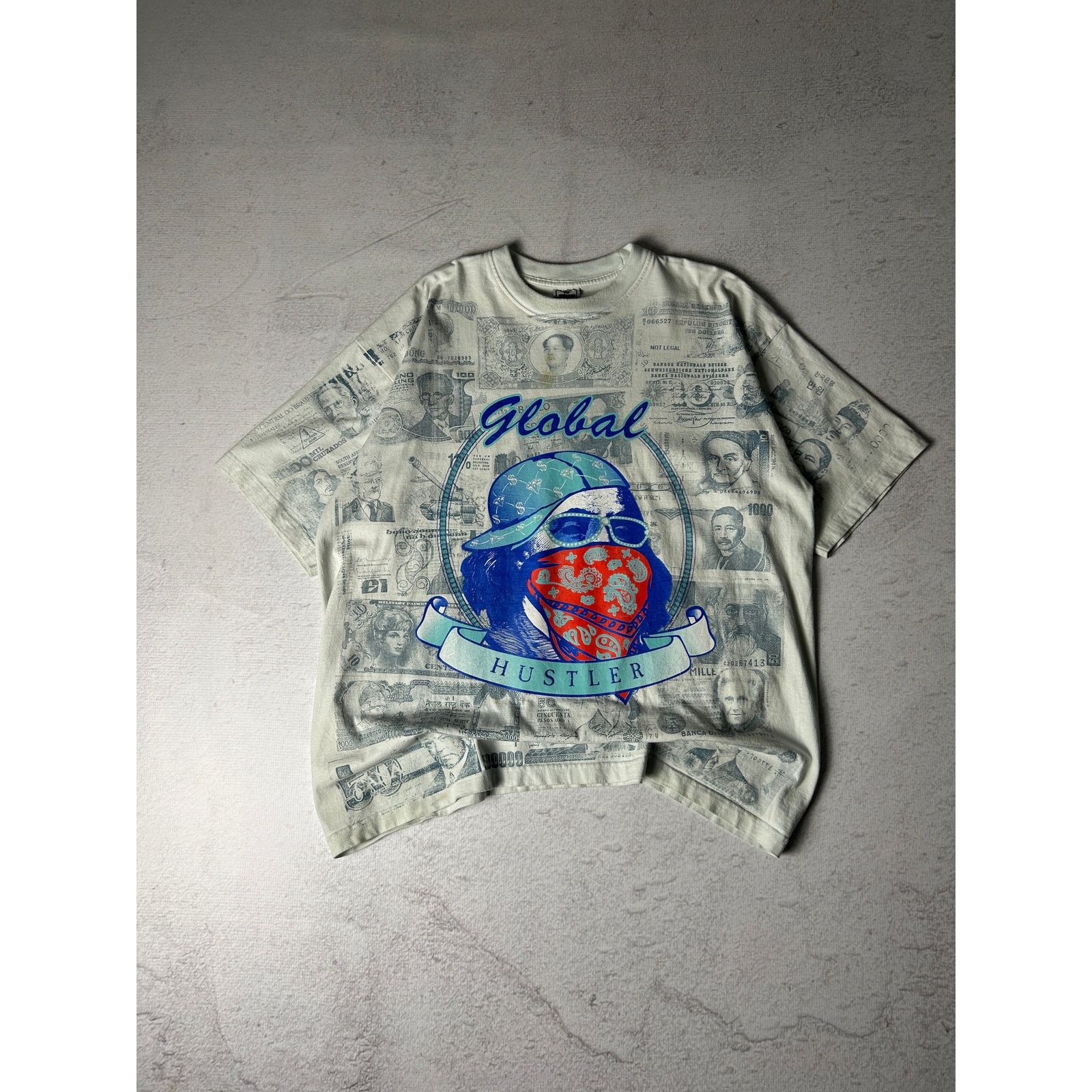 & Other Stories Vintage Global Hustler Graphic White T-Shirt - Men's 2XL Size US XXL / EU 58 / 5 - 1 Thumbnail