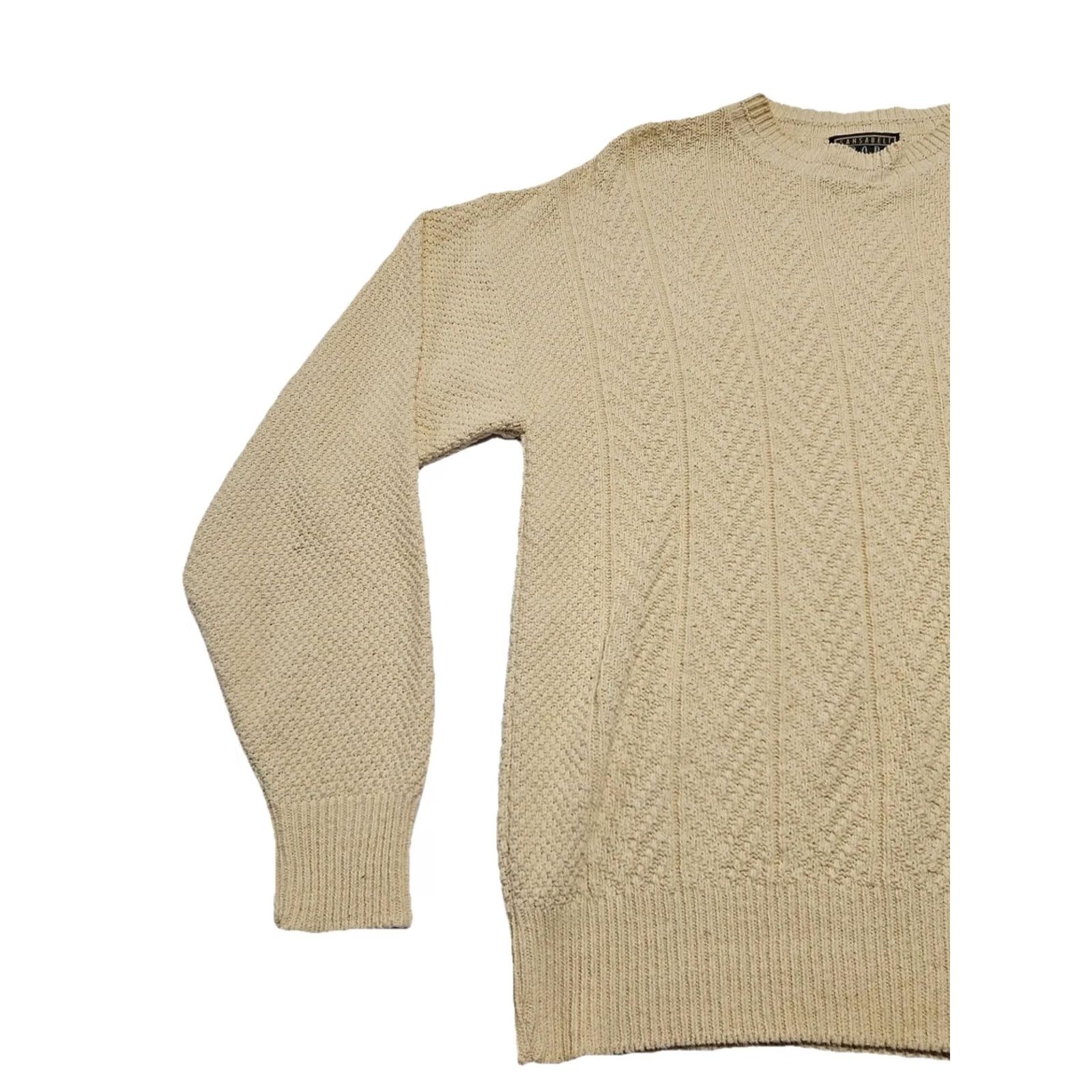 Vintage VINTAGE USA Cotton Knit Sweater Mens L Cream Textured Chunky Classic Minimalist Size US L / EU 52-54 / 3 - 2 Thumbnail