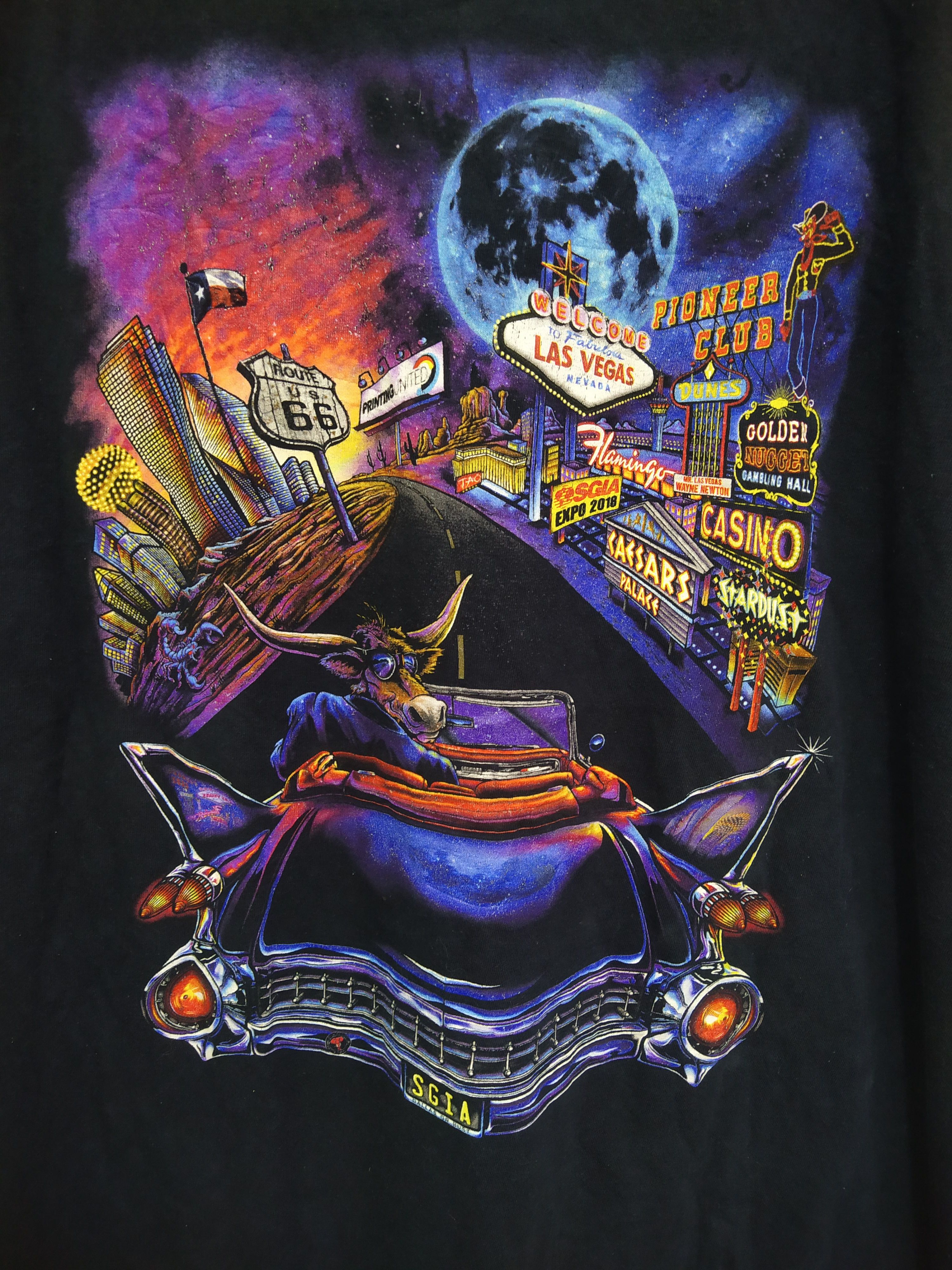 Vintage Vintage Y2K Las Vegas Neon Graphic Classic Car Art Tee Size US XL / EU 56 / 4 - 4 Thumbnail