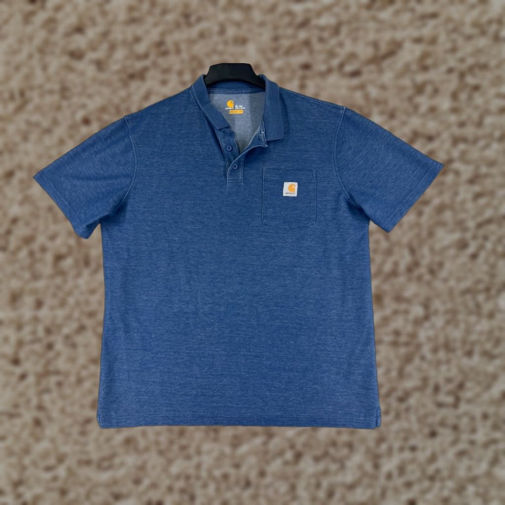 Carhartt Carhartt Polo Shirt Mens XL Blue Short Sleeve Pocket Golf Workwear shirt Size US XL / EU 56 / 4 - 1 Thumbnail