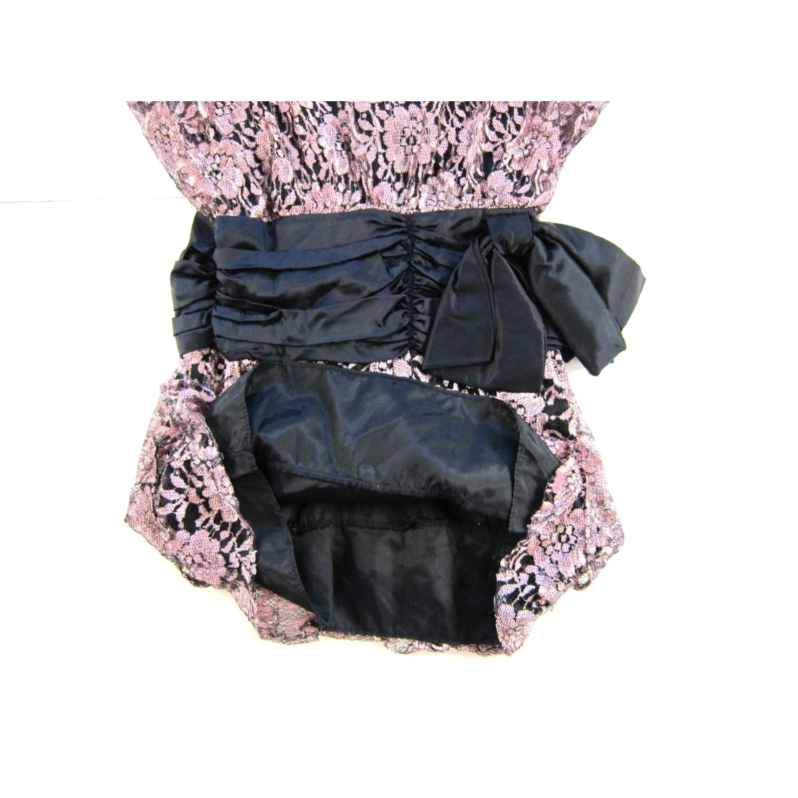 Pinko Vintage SENECA Pink Black Lace Bow Smock Dress Dress Pink SENECA Vintage 50s 60s 70s 80s Party Prom Knee Length Women Smocked Bow Lace Shirt Women Size S / US 4 / IT 40 - 7 Thumbnail