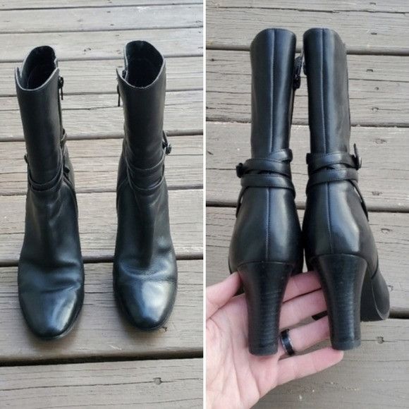 Vintage × Worthington Vintage 90s y2k Bratz Black Leather Chunky Heel Buckle Strap Size US 7.5 / IT 37.5 - 4 Thumbnail