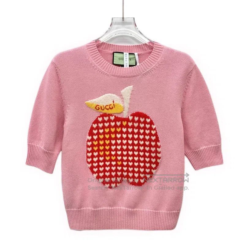 Gucci Gucci Light pink apple inlaid cotton round-neck short-slee Size XS / US 0-2 / IT 36-38 - 1 Thumbnail