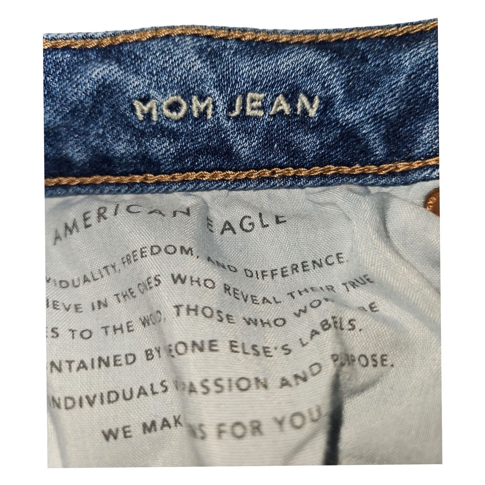 American Eagle Outfitters VINTAGE American Eagle Outfitters Mom Jeans 6 5-Pocket Denim Blue Womens Stretch Regular Hipster Preppy Logo Zipper Button Inseam 27" Size 28" / US 6 / IT 42 - 4 Thumbnail