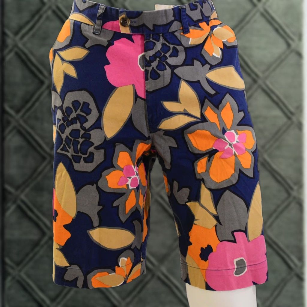VINTAGE Loudmouth Men’s Golf Shorts 34 Navy Floral Cotton Resortwear Y2K Summer