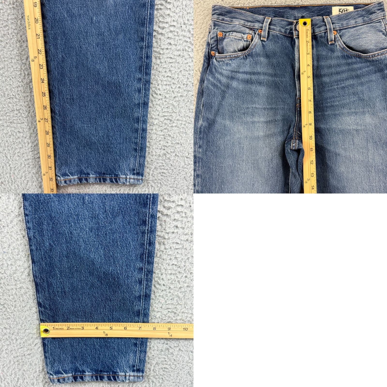 Levi's Levi's 501 Jeans Mens 28x32 Blue Denim Straight Button Fly Casual Vintage No Size US 28 / EU 44 - 9 Thumbnail