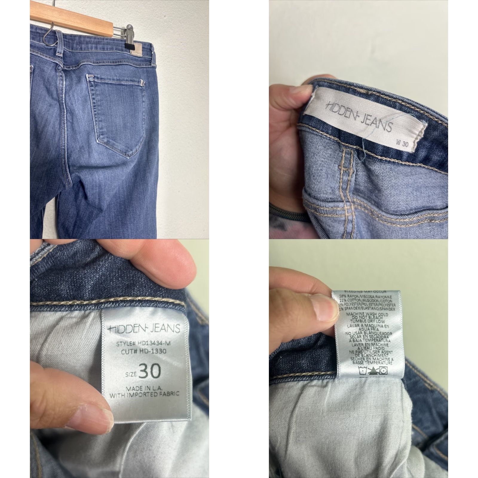 Vintage Hidden Jeans Straight Stretch Jeans 30 Regular Men 32x32 Medium Blue 90s? Size US 30 / EU 46 - 9 Thumbnail
