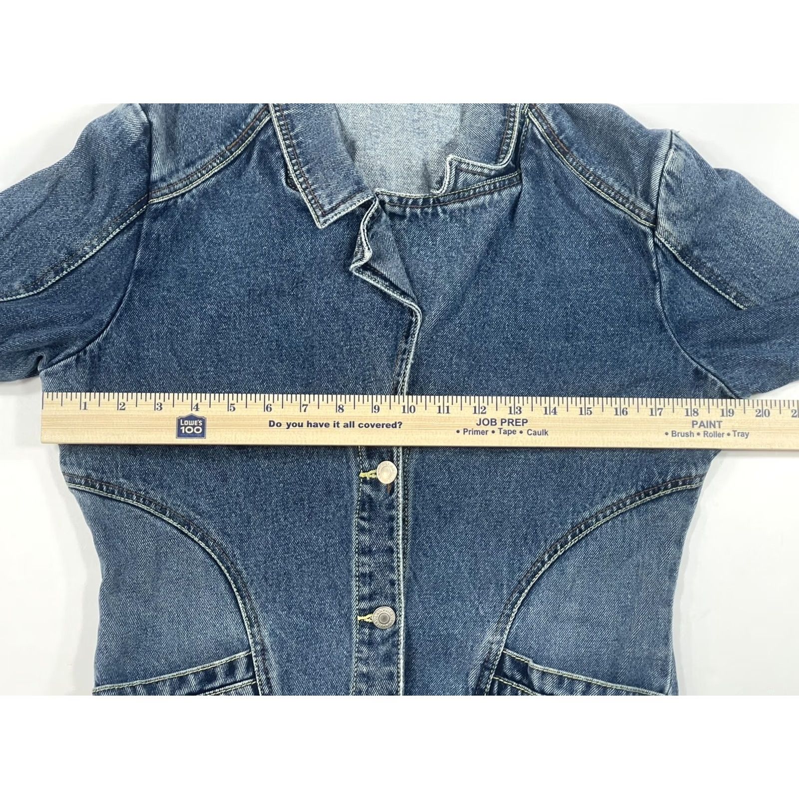 Denime Vitajean Blue Women Jacket Denim Jeans Button Front Pockets Size XL Casual Fall Winter Spring Vintage No Size 40" / US 18 - 6 Thumbnail