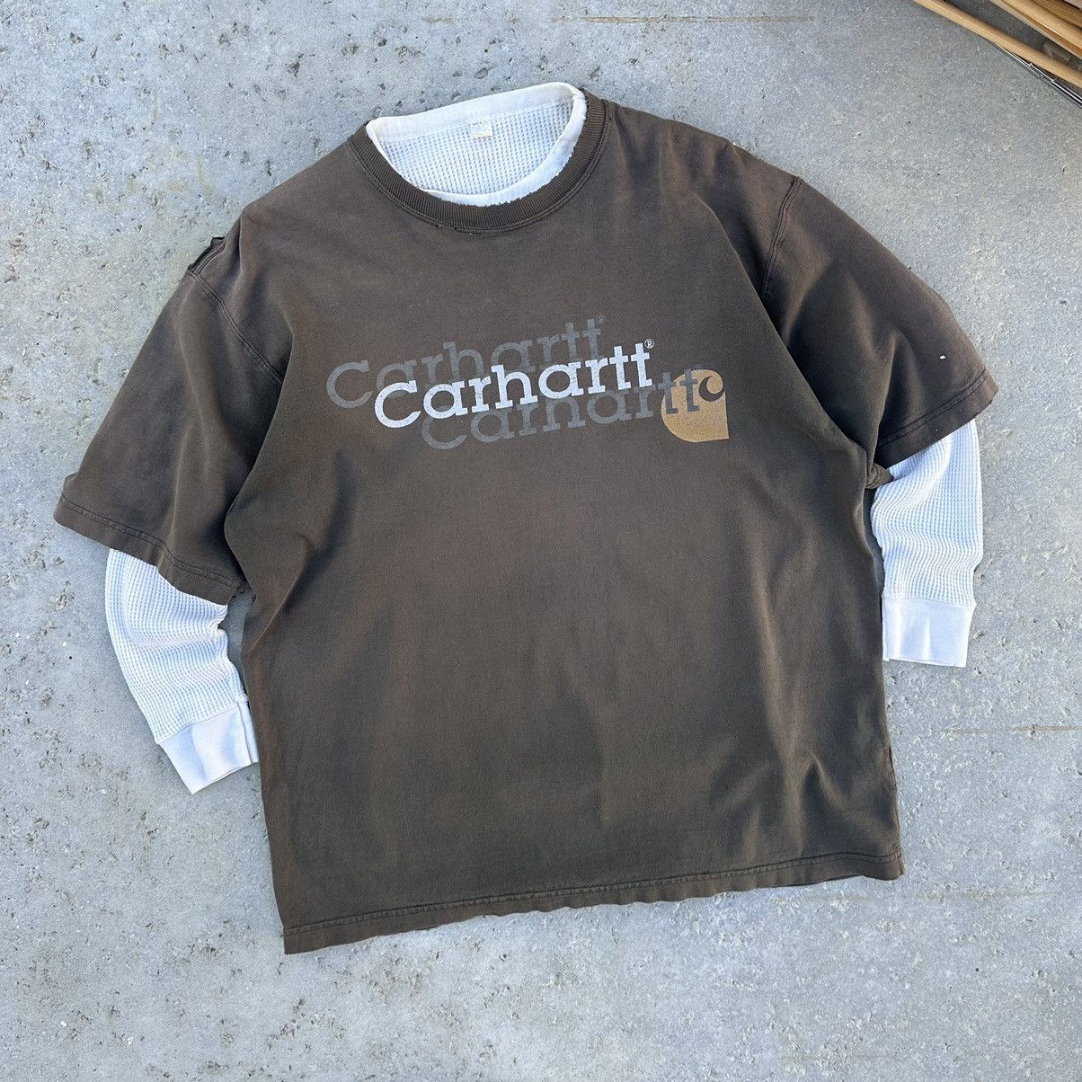 Vintage 2000’s Carhartt Safety Pin Closure Waffle Knit Shirt