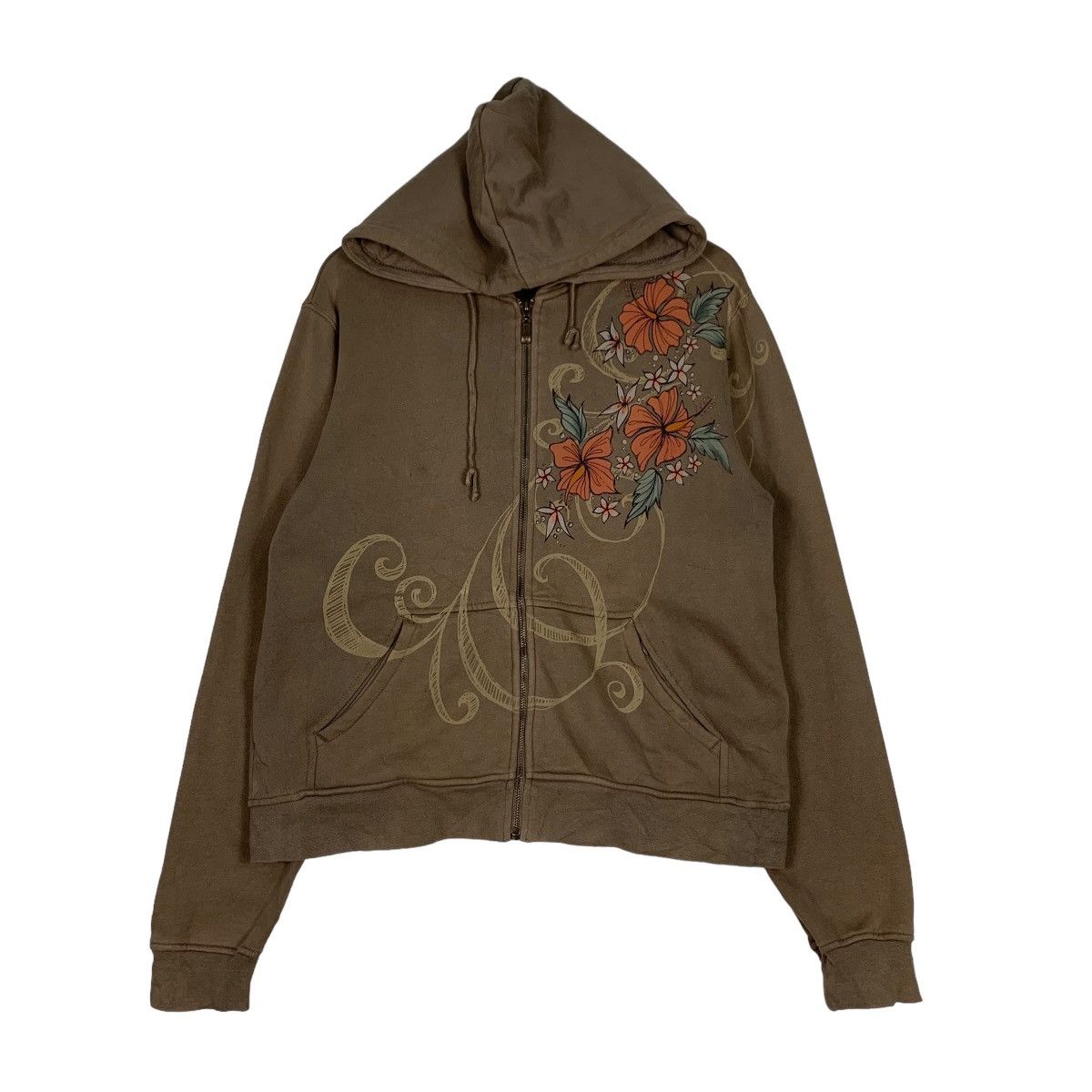 Vintage CRAZY SHIRT Floral Graphic Zipper Hoodies #0828-C37 Size US M / EU 48-50 / 2 - 2 Thumbnail