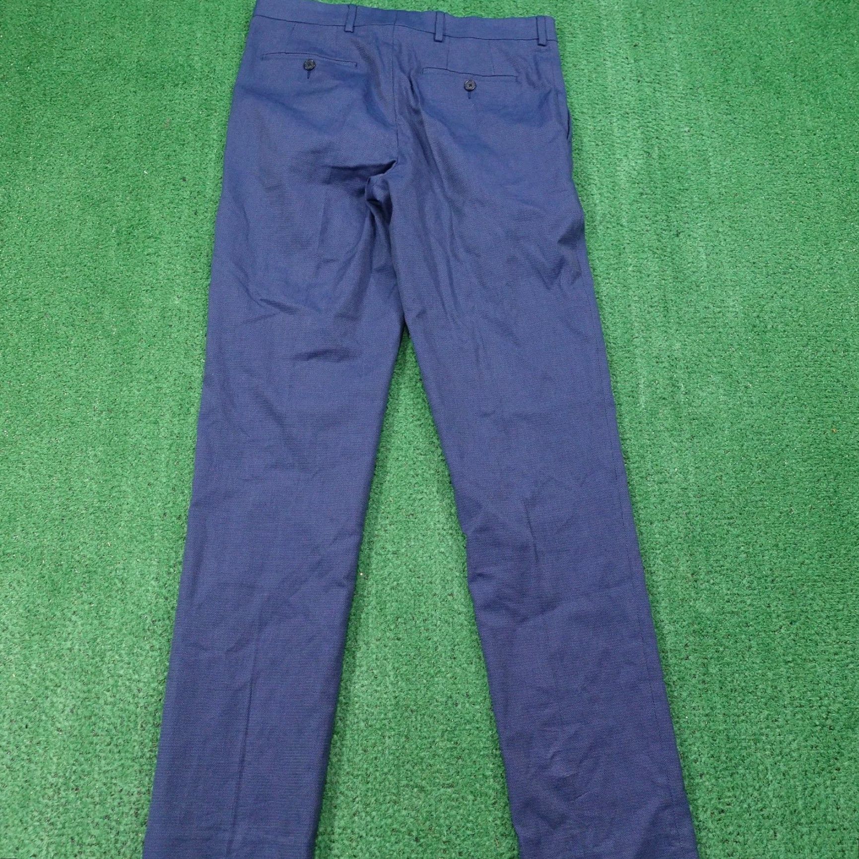 Murano Murano Alex Fit Mens Dress Pants 32x34 Blue Solid Flat Front Stretch Pockets Zip Back Welt Slacks Wardrobe Essentials Size US 32 / EU 48 - 4 Thumbnail