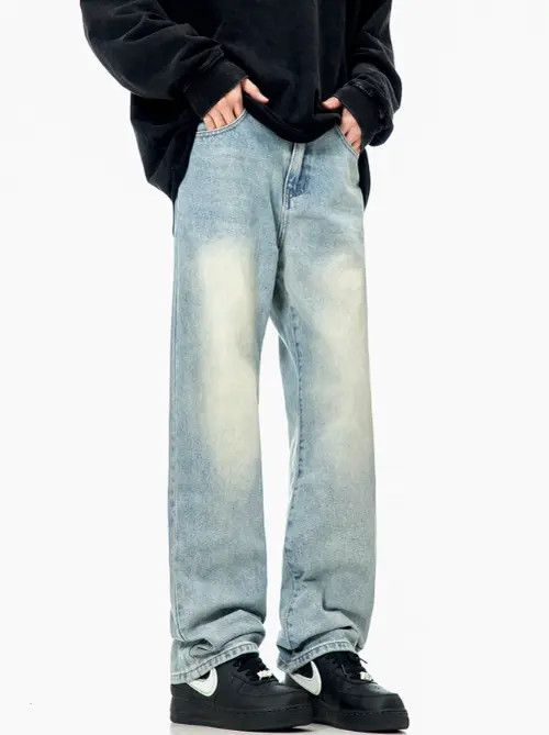 VIBE American retro washed distressed blue simple loose jeans Size US 32 / EU 48 - 3 Thumbnail