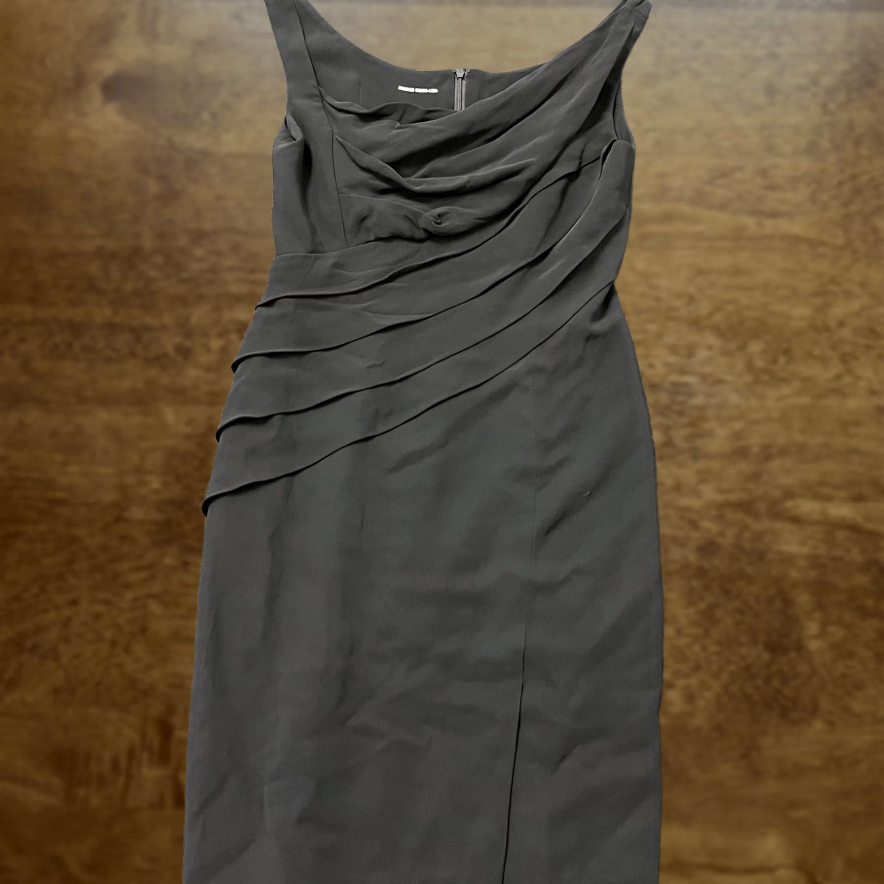 Vintage VINTAGE Charles Chang-Lima Dress Womens Small Black Ruched Draped Sheath Cowl Neck LBD Size S / US 4 / IT 40 - 1 Thumbnail