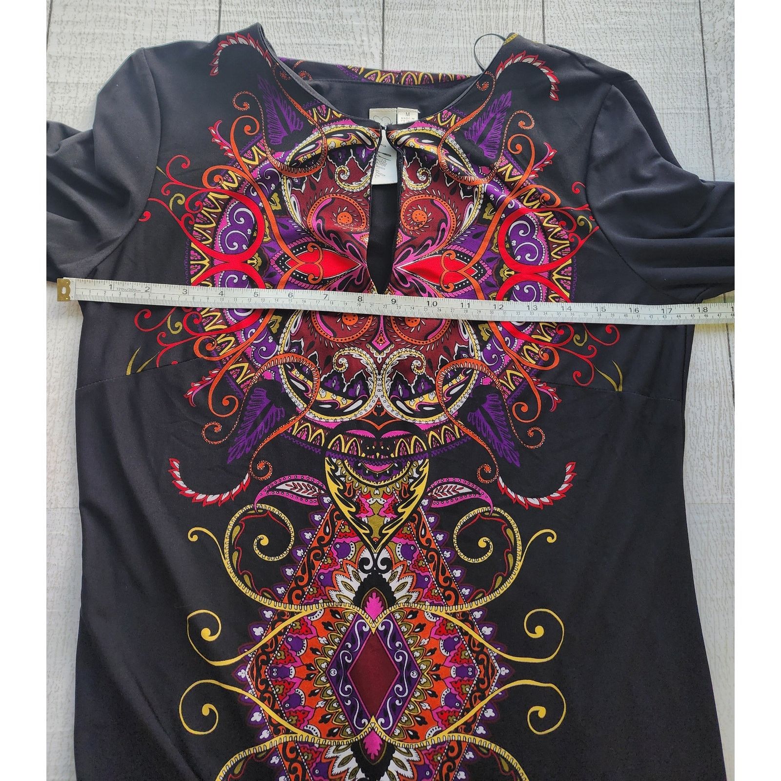 Other Emma & Michele Black Multicolor Paisley Shift Midi Dress Size M / US 6-8 / IT 42-44 - 8 Thumbnail