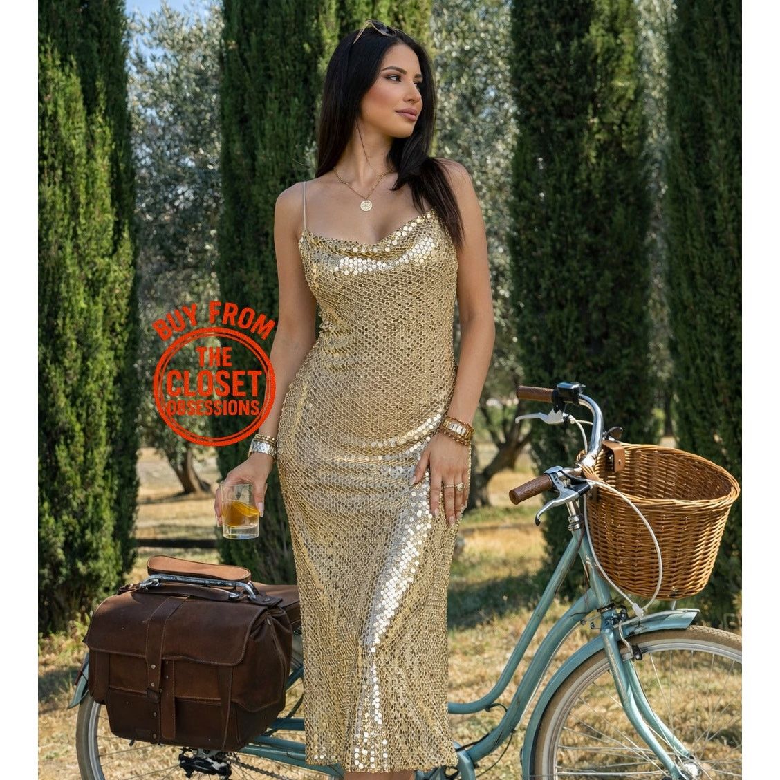 RARE!!! THE VIRAL DRESS!!! ZARA Metallic Slip Dress NWT