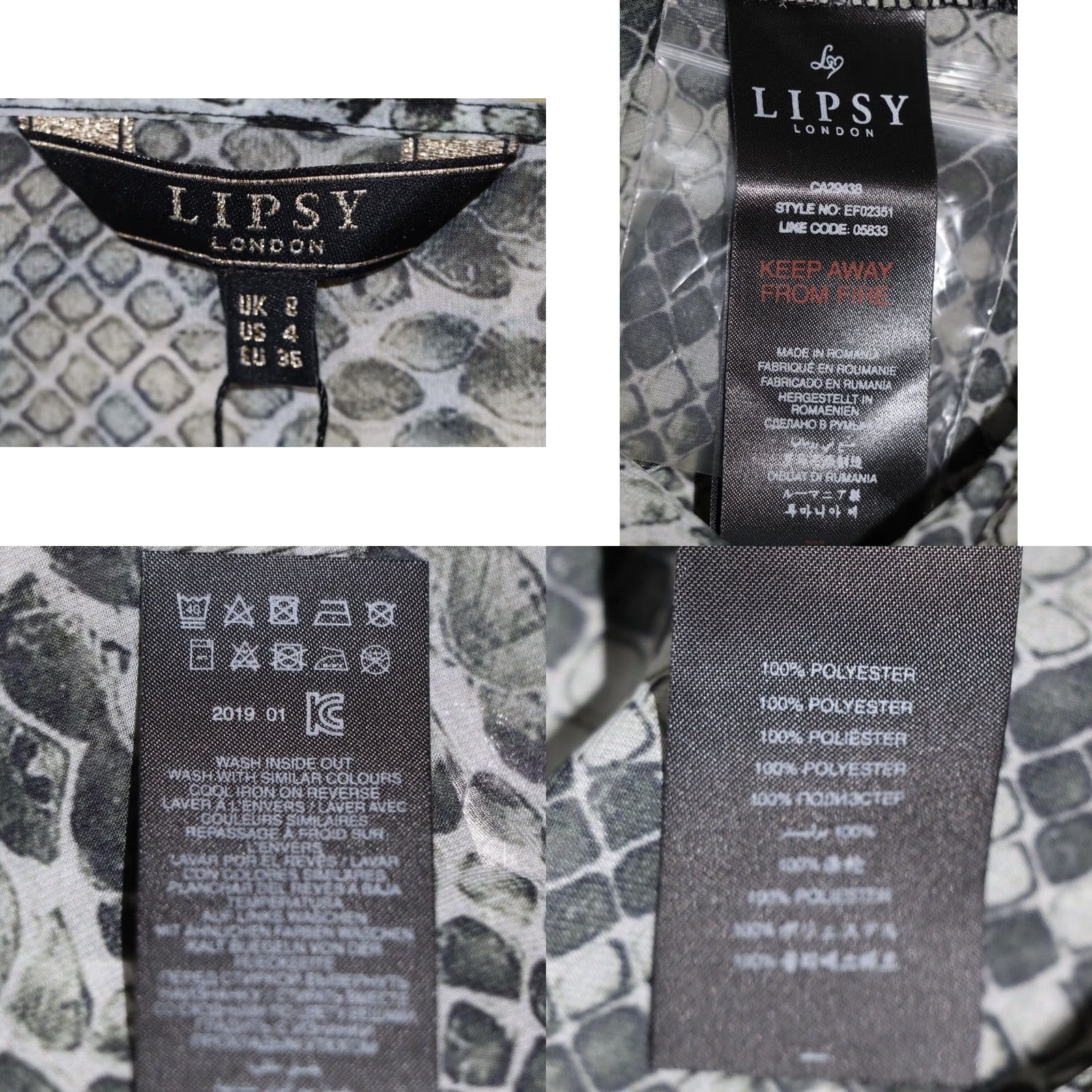 Vintage Lipsy Snake Wrap Top Wrap Top Multicoloured V-Neck Petite Women’s UK 8 New With Tags Bnwt Summer Size M / US 6-8 / IT 42-44 - 8 Thumbnail