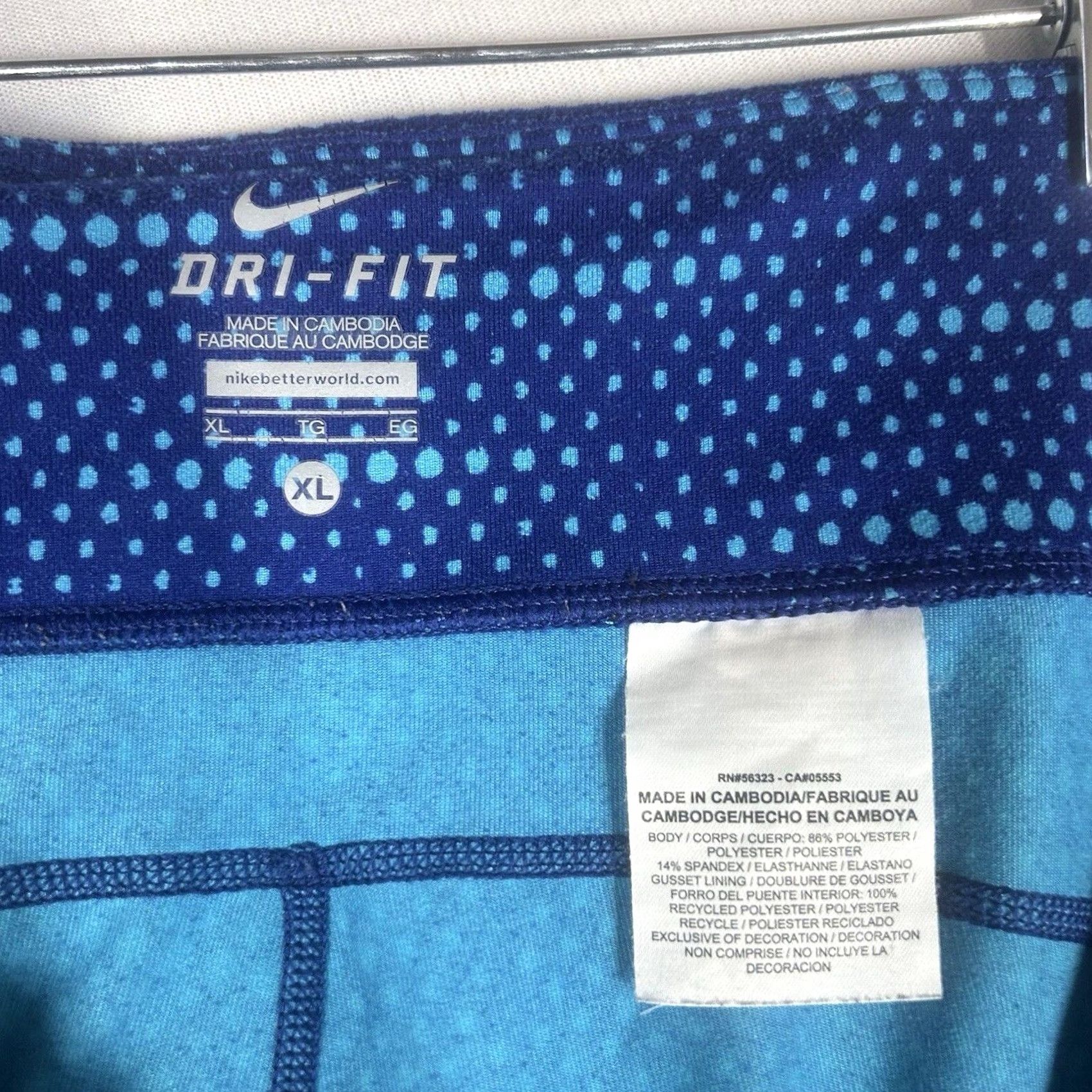 Nike Nike Dri-Fit Running Ankle Leggings Womens XL Blue Abstract Drawstring Gym Yoga Size 40" / US 18 - 5 Thumbnail