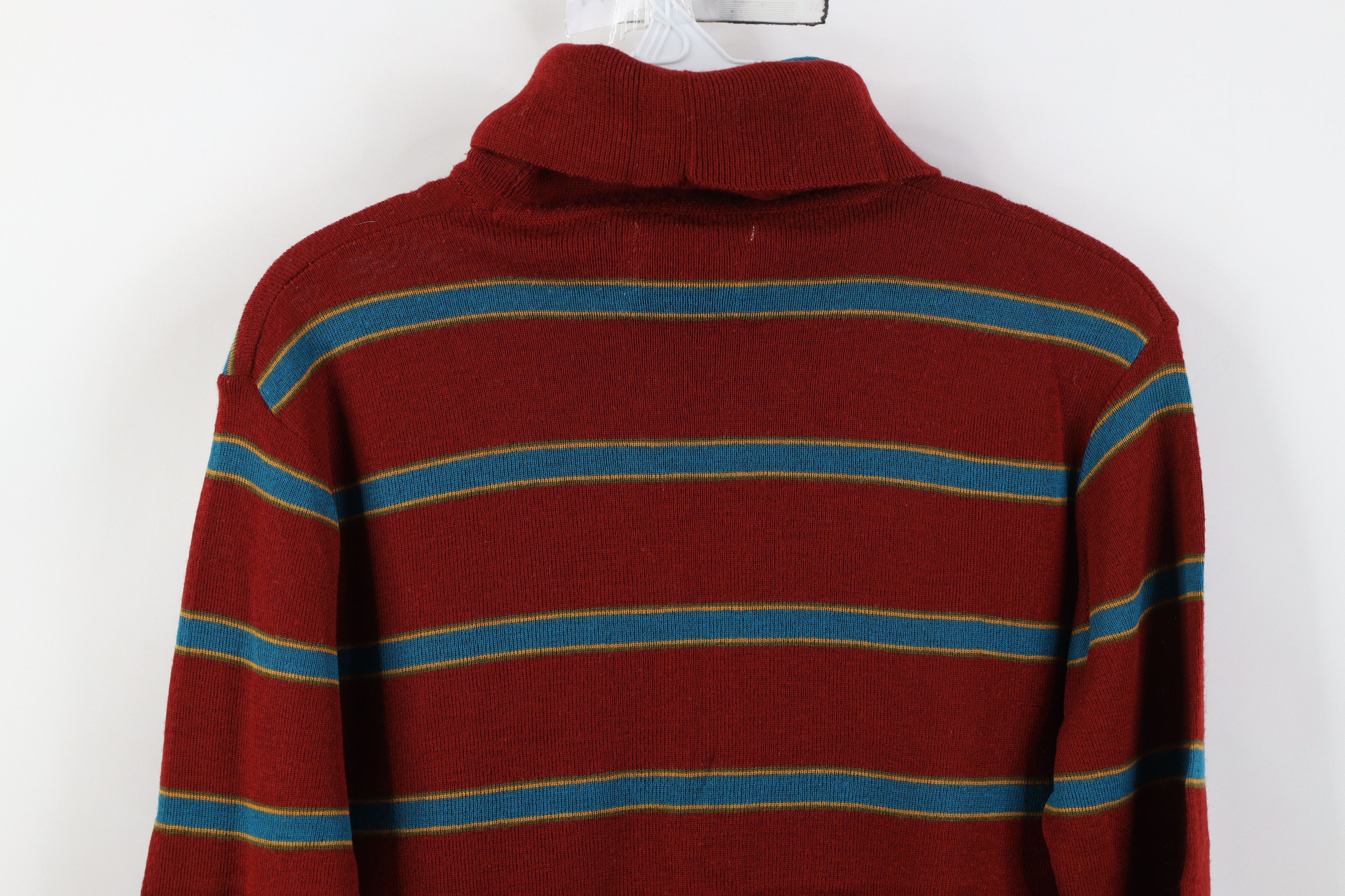 Vintage Vintage 70s Streetwear Blend Knit Striped Turtleneck Sweater Size L / US 10 / IT 46 - 8 Thumbnail