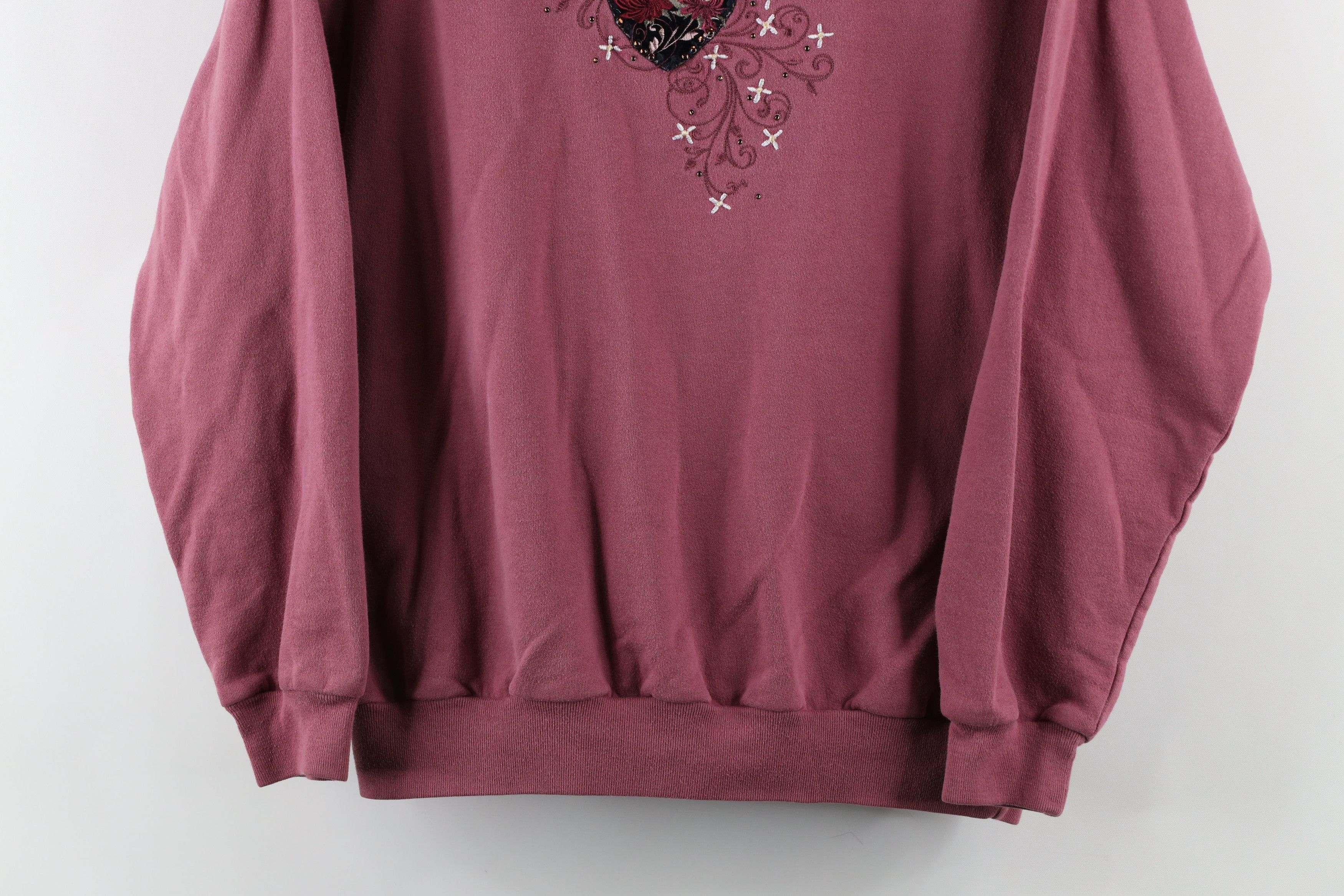 Vintage Vintage 90s Streetwear Heart Flower Collared Sweatshirt Size S / US 4 / IT 40 - 3 Thumbnail