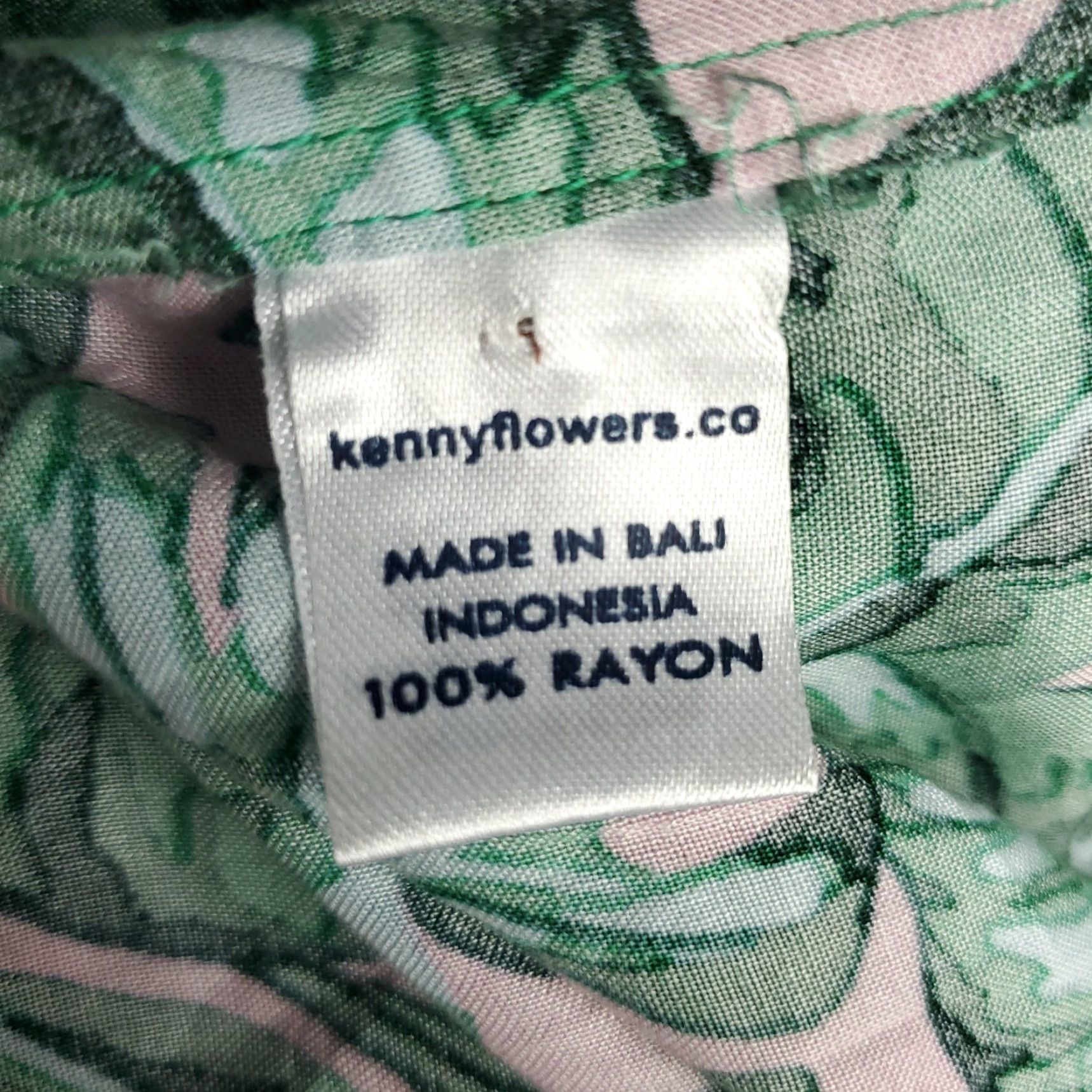 Pinko Kenny Flowers Shirt Mens 2XL Green Pink Hawaiian Rayon Tropical Short Sleeve Button-Up Casual, Party/Cocktail, Travel Mens Size US XXL / EU 58 / 5 - 7 Thumbnail