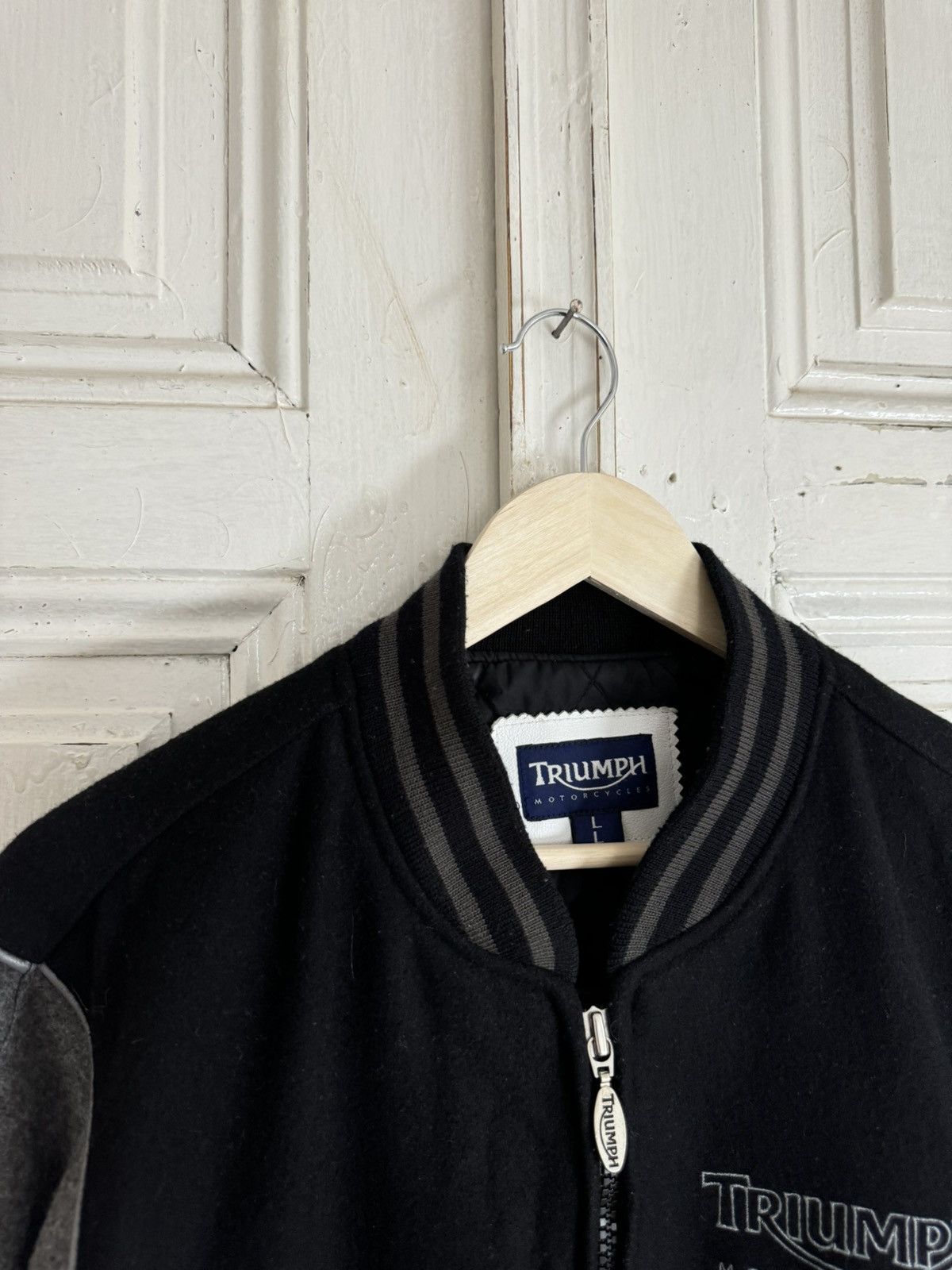 Harley Davidson × Vintage Triumph Vintage Black Motorcycles Varsity Jacket Size US L / EU 52-54 / 3 - 11 Thumbnail