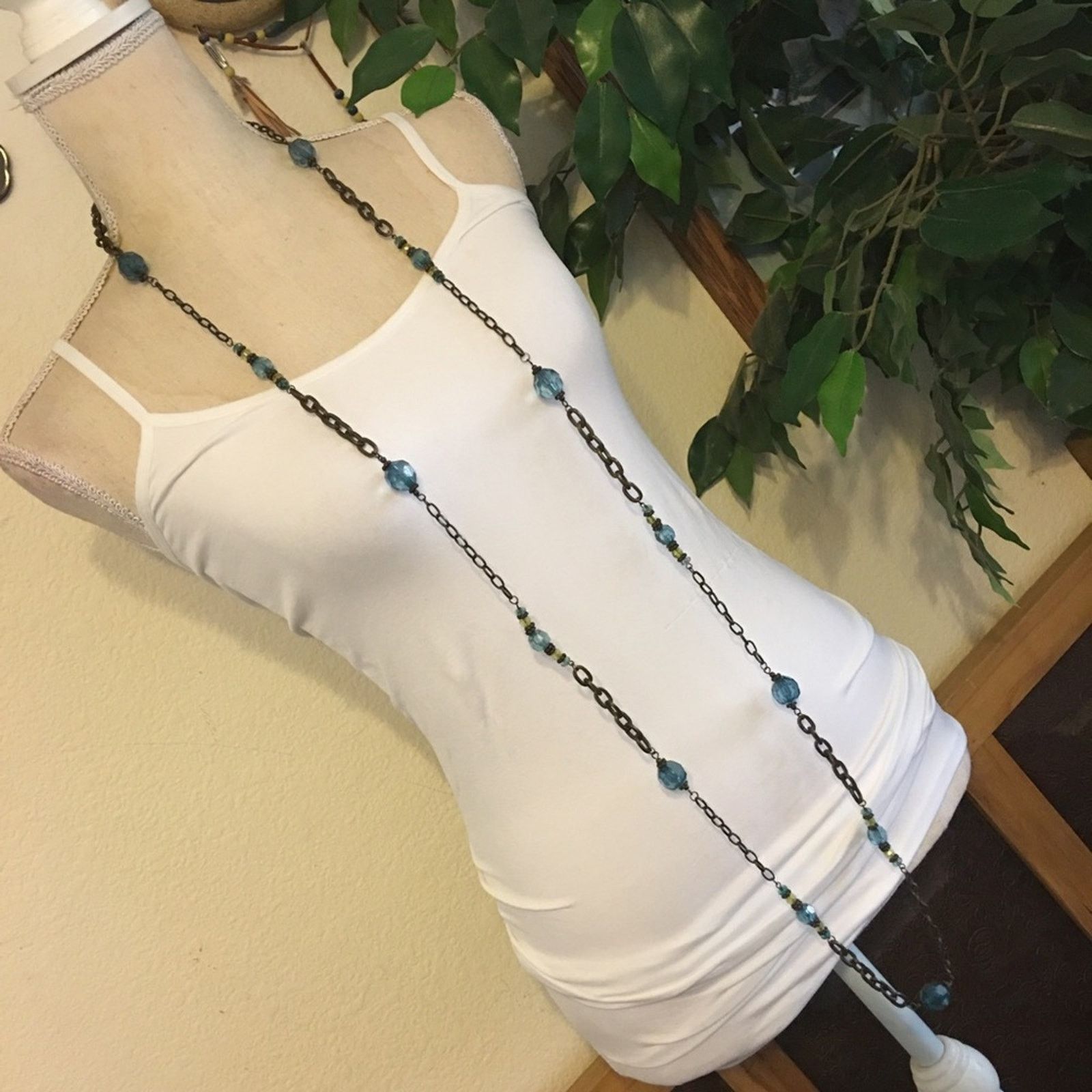 Vintage Vintage crackle glass bead brass tone necklace Size ONE SIZE - 5 Thumbnail