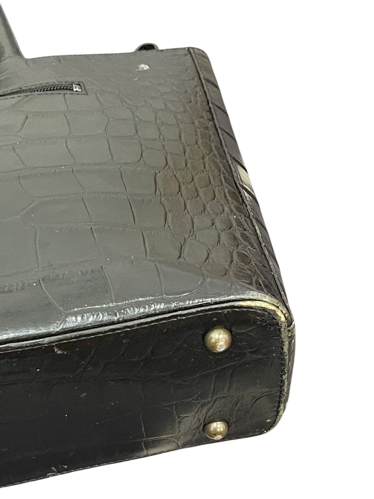 Genuine Leather Crocodile Embossed Vtg Unknown Japan Shoulder Bag 1🟩9 Size ONE SIZE - 18 Thumbnail