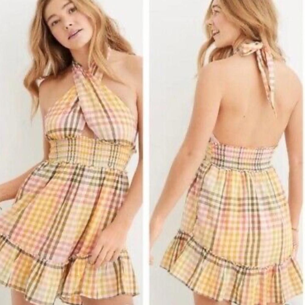Designer aerie l Spring Fling Plaid Halter Dress Medium Size M / US 6-8 / IT 42-44 - 1 Thumbnail